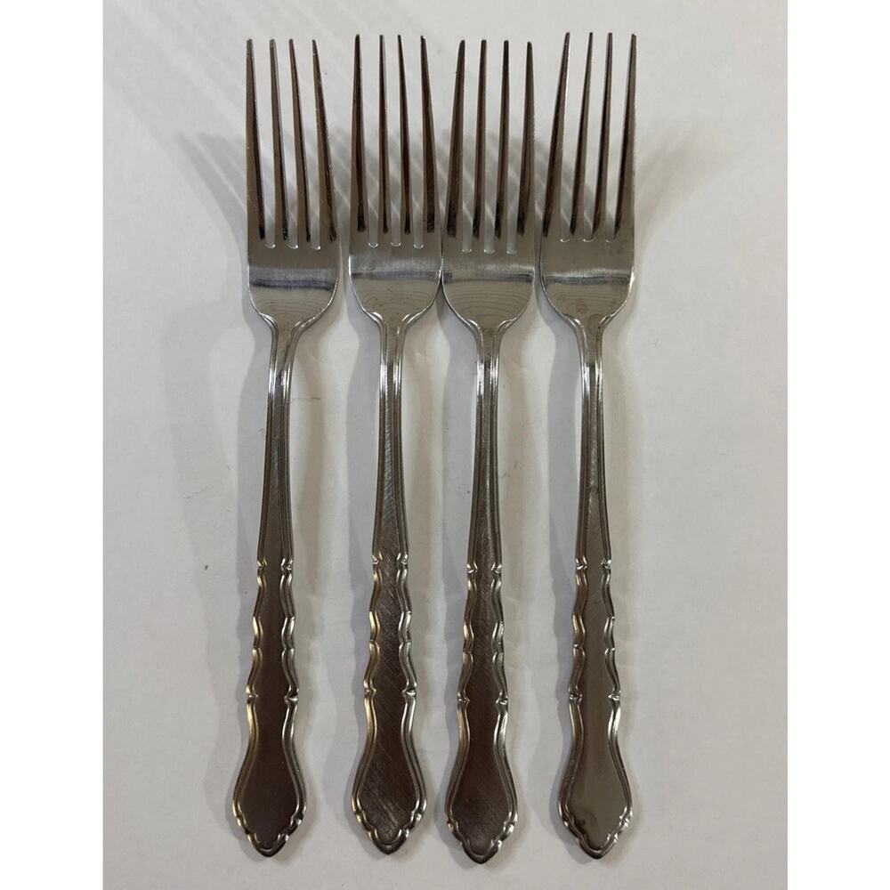 Lot of 4 Vintage MCM Estia ESI14 7.5” Stainless Steel Dinner Forks